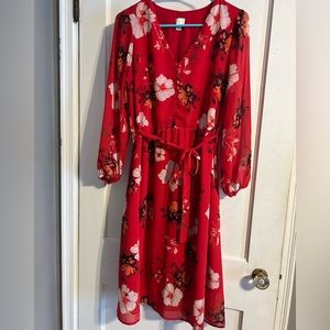 Red floral dress